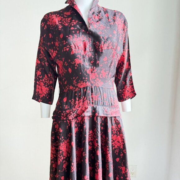 Vintage A Dress Town 50s does 40s Midi Floral Dress S - Picture 4 of 12